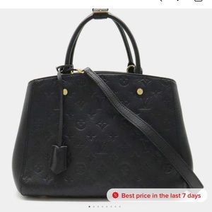 Louis Vuitton Black Monogram Empreinte Leather Montaigne MM Tote Bag